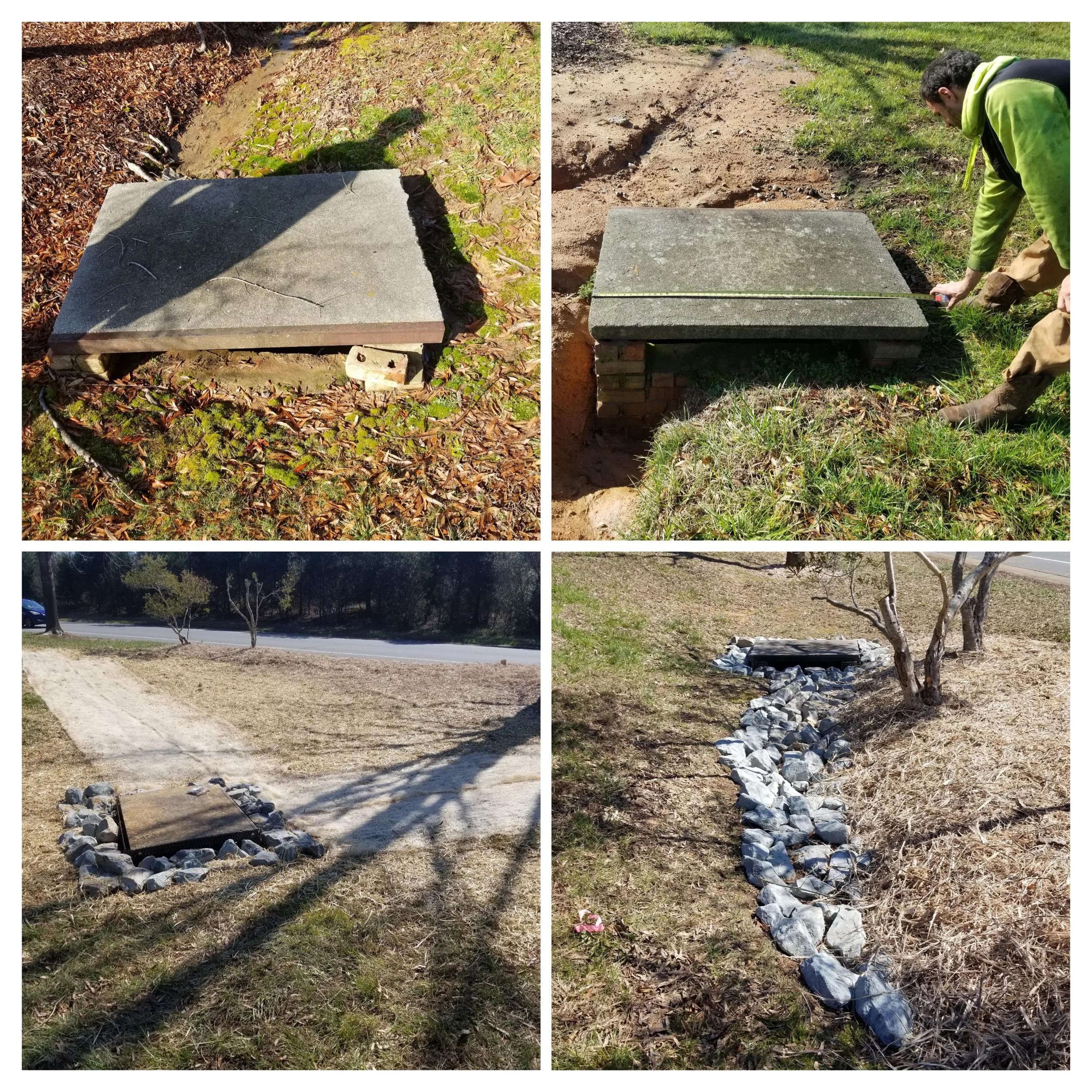 Before and after drainage improvement project
